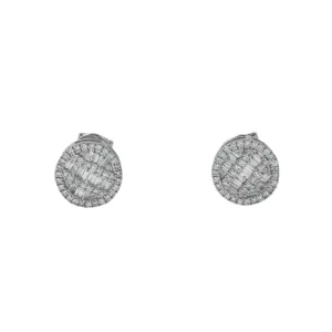 10K GOLD BAGUETTE AND ROUND DIAMOND CLUSTER CIRCLE SHAPE EARRINGS 0.43 CTW