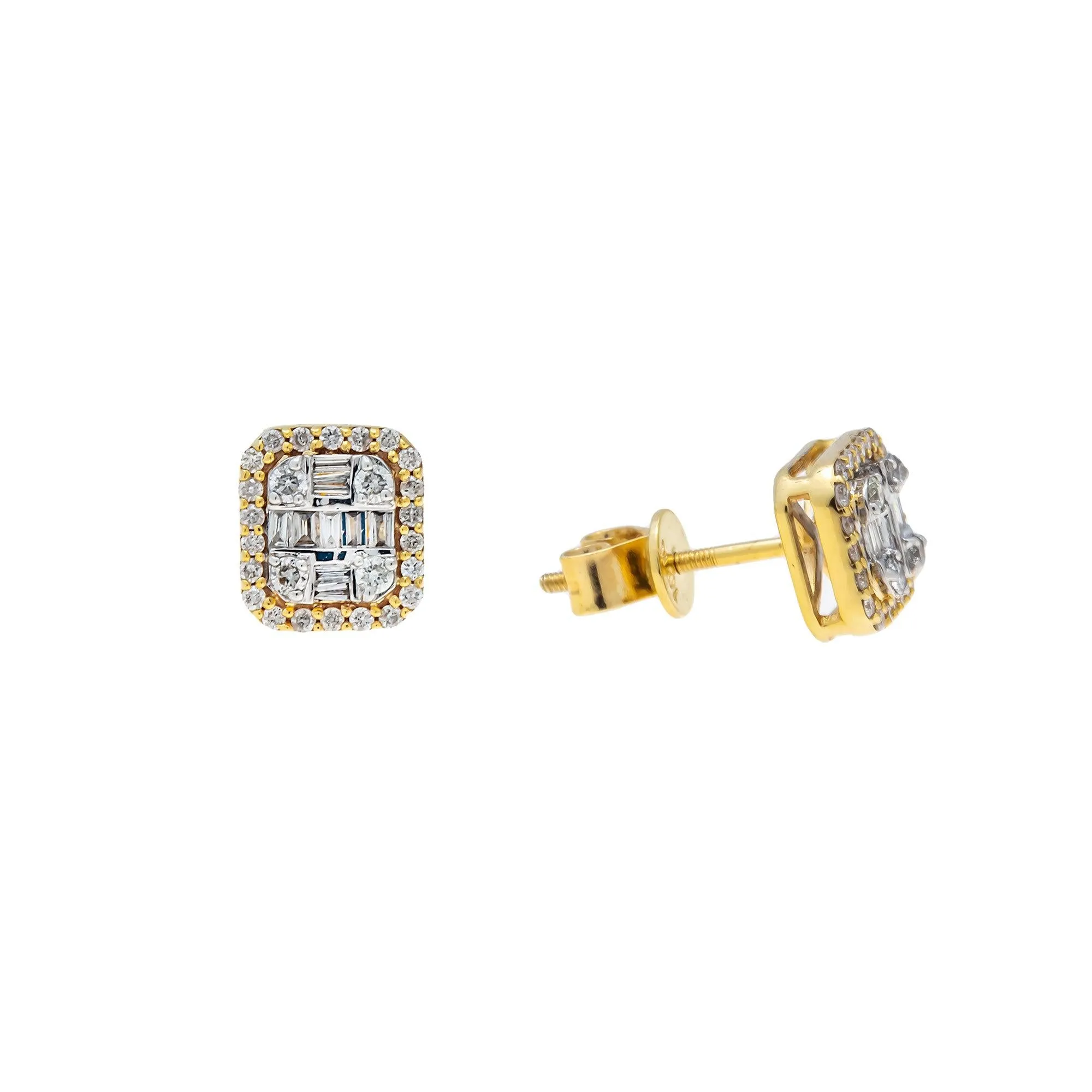 10K GOLD BAGUETTE DIAMOND SQUARE EARRINGS 0.41 CTW