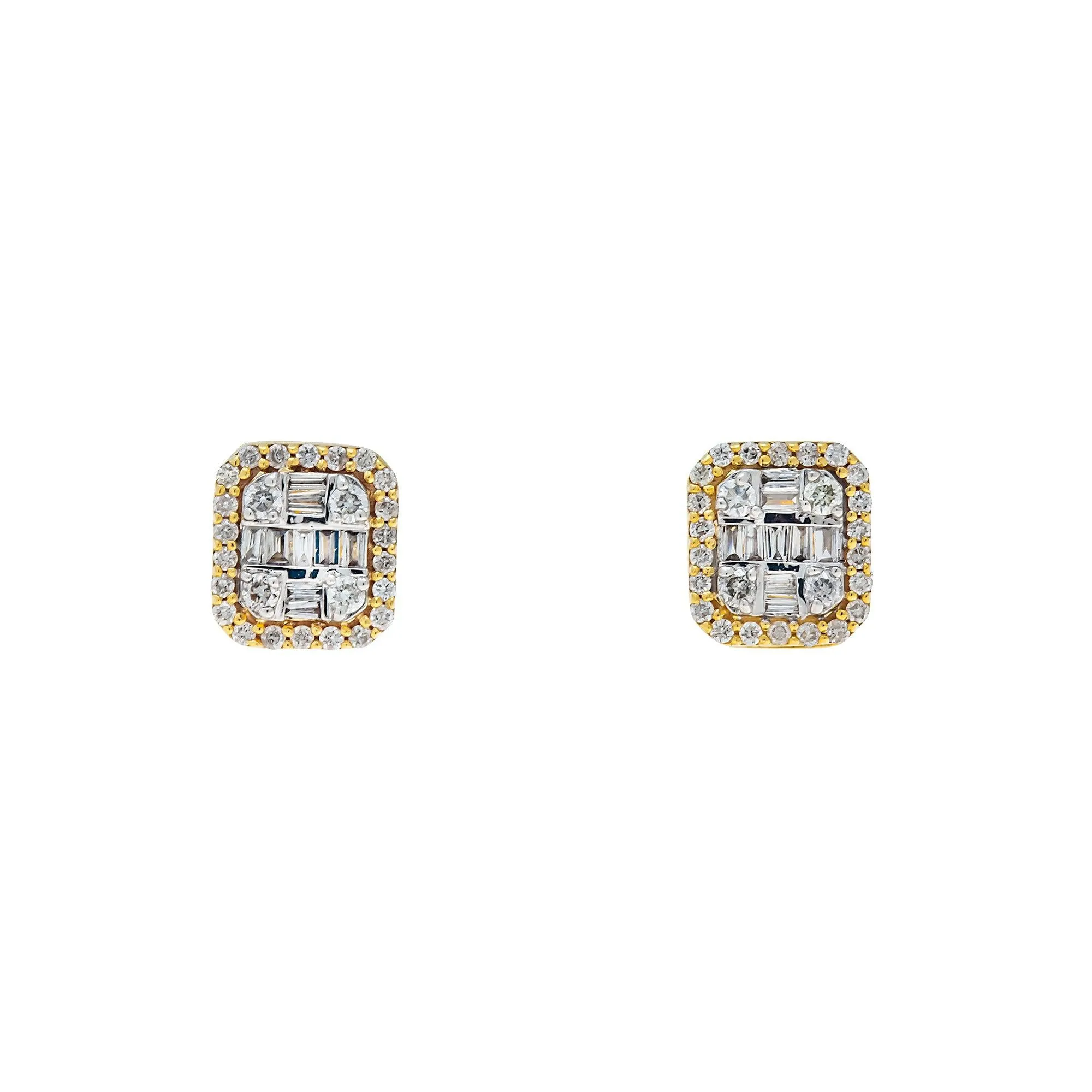 10K GOLD BAGUETTE DIAMOND SQUARE EARRINGS 0.41 CTW