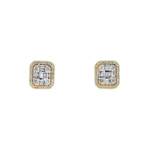 10K GOLD BAGUETTE DIAMOND SQUARE EARRINGS 0.41 CTW