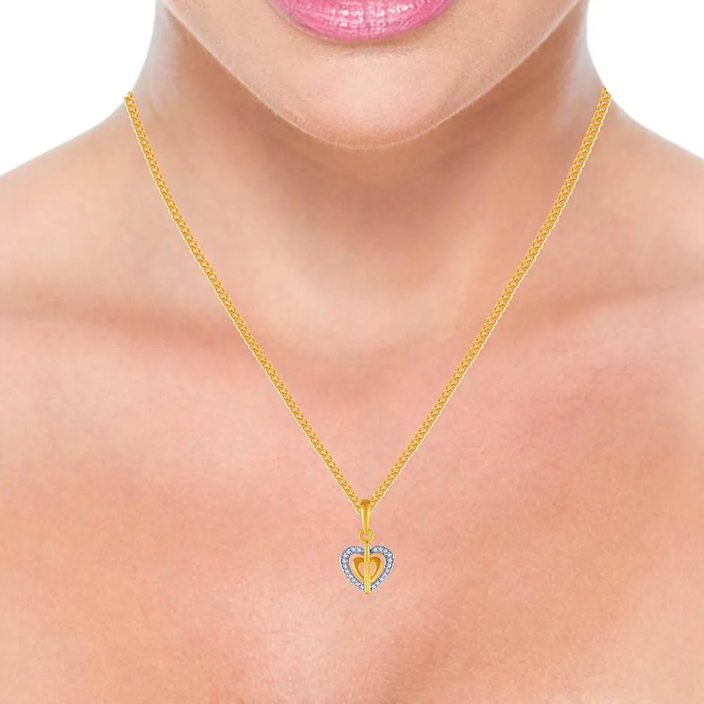 14k Dual Layered  Studded Heart Pendant