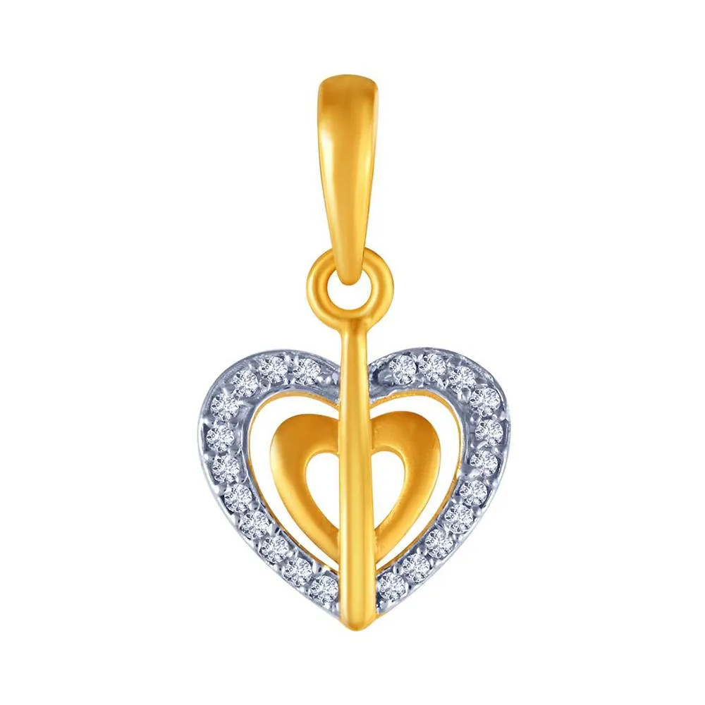 14k Dual Layered  Studded Heart Pendant