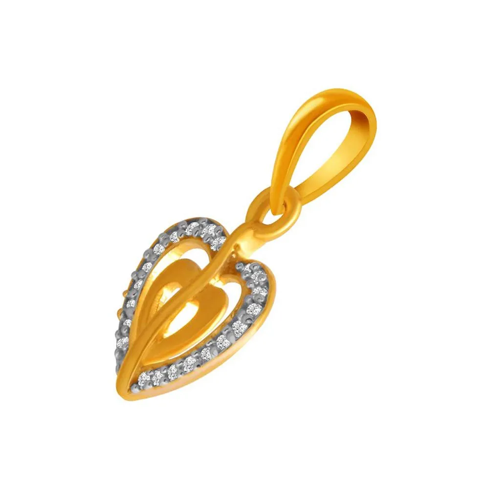 14k Dual Layered  Studded Heart Pendant