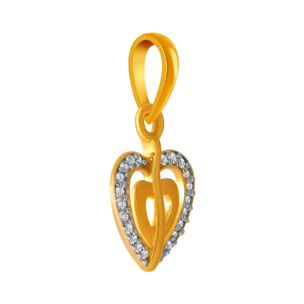 14k Dual Layered  Studded Heart Pendant