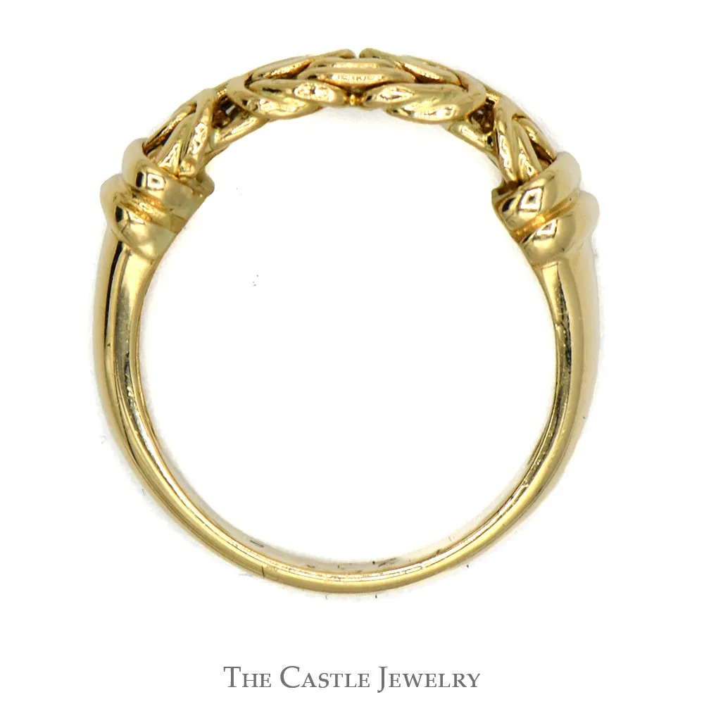 14k Yellow Gold Byzantine Designed Ring with Bar Accents