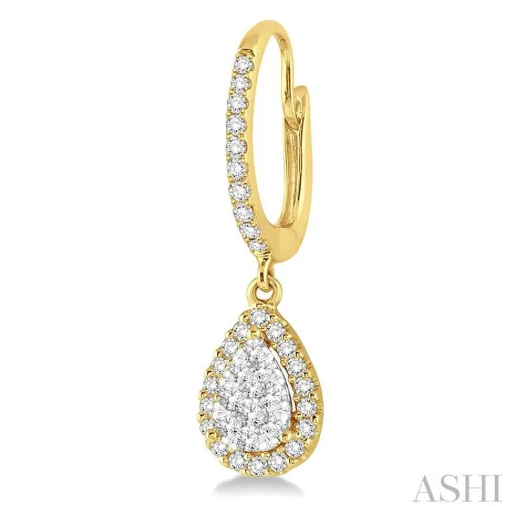 3/8 Ctw Pear Shape Diamond Lovebright Earrings in 14K Yellow and White Gold