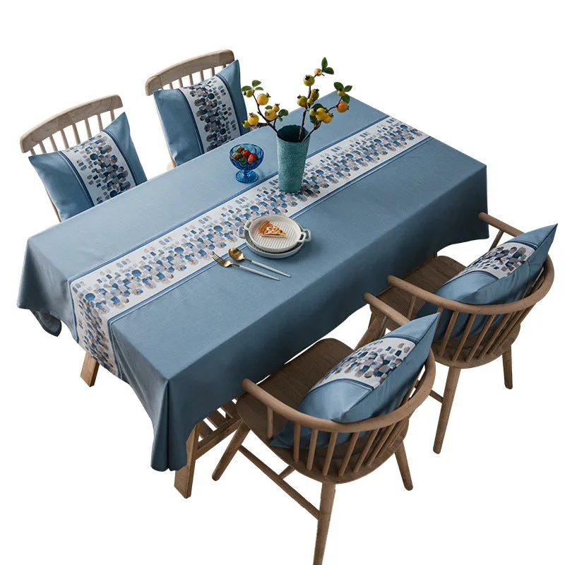 4-Color Waterproof Jacquard Tablecloth Solid Color Imitation Cotton Linen Plain Tablecloth