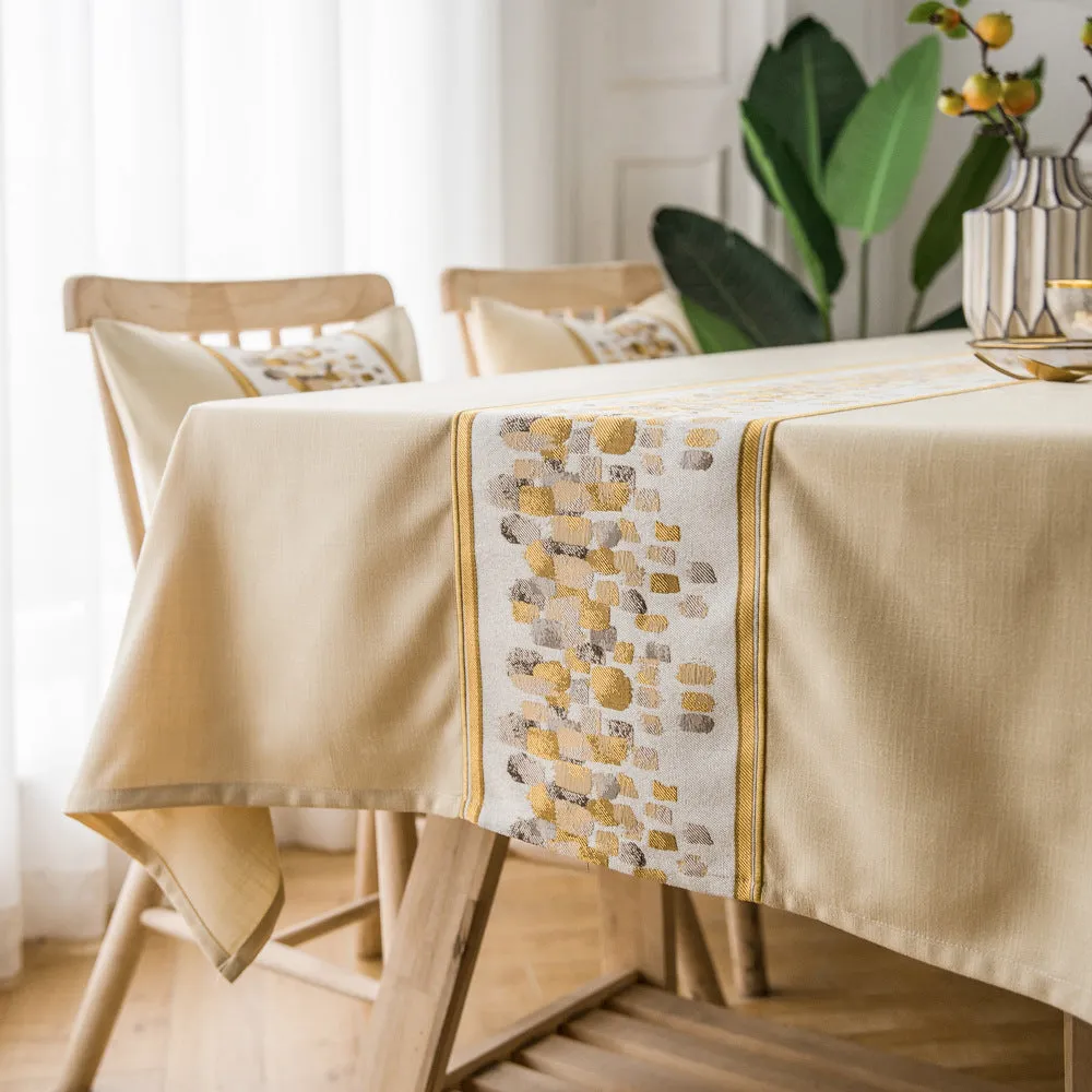 4-Color Waterproof Jacquard Tablecloth Solid Color Imitation Cotton Linen Plain Tablecloth