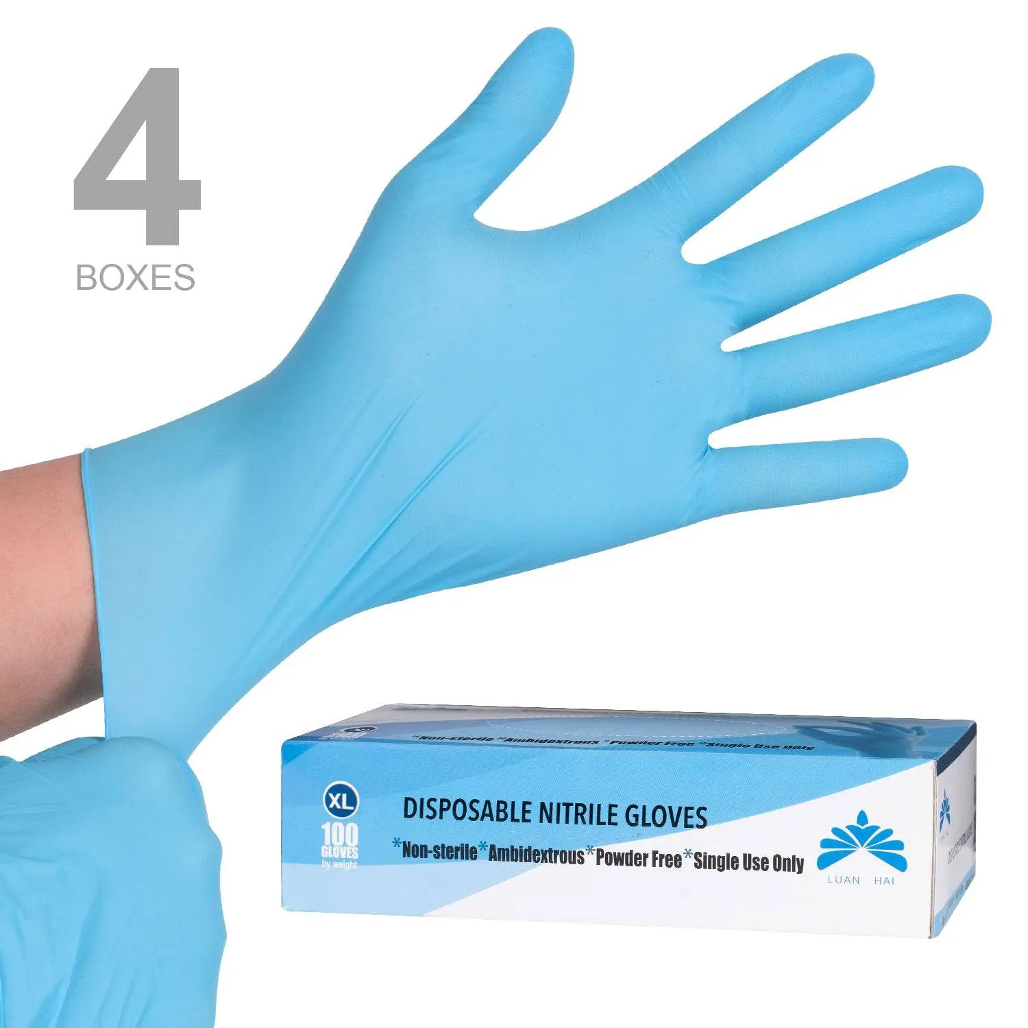 400 Count Disposable Nitrile Gloves, 3 mil, Latex-Free and Powder-Free, Fully Textured