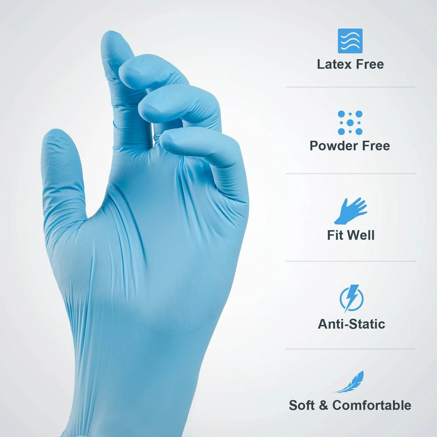 400 Count Disposable Nitrile Gloves, 3 mil, Latex-Free and Powder-Free, Fully Textured