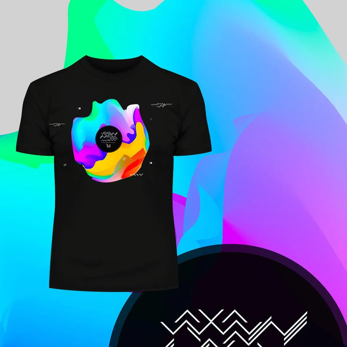 Abstract marble liquid bubble shape 80s geometric style 3d design Tshirt