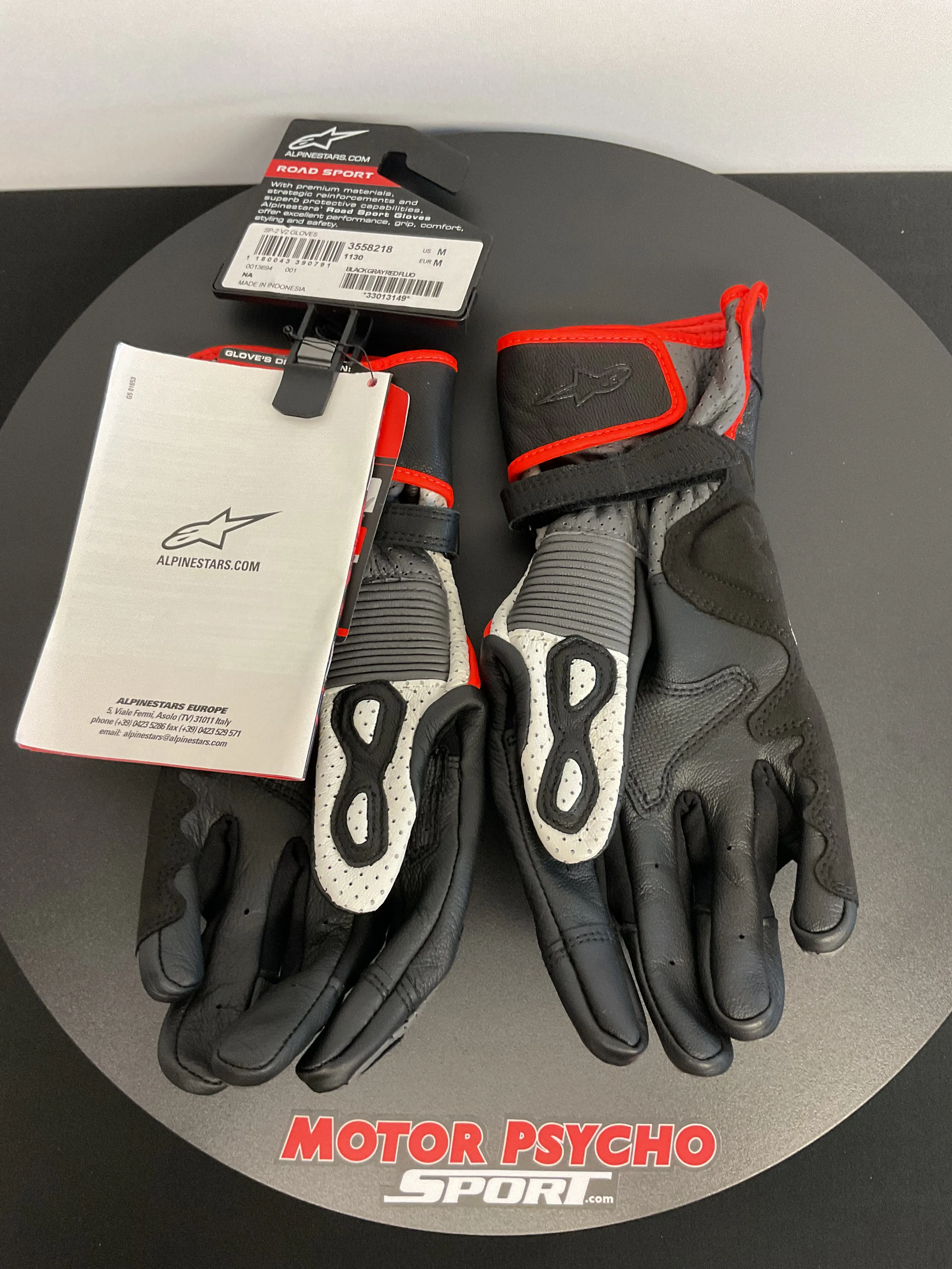 Alpinestars SP-2 V2 Gloves - Black/Gray/Red Fluo - Size M - USED LIKE NEW