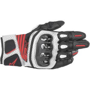 Alpinestars SPX AC V2 Gloves - Black/White/Red Fluorescent