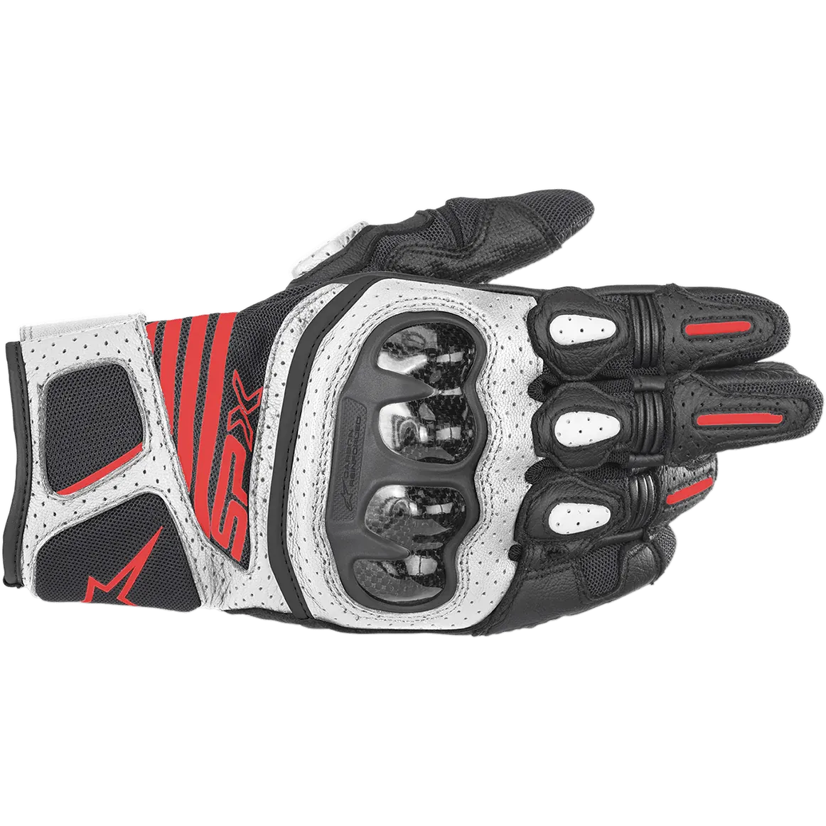 Alpinestars SPX AC V2 Gloves - Black/White/Red Fluorescent