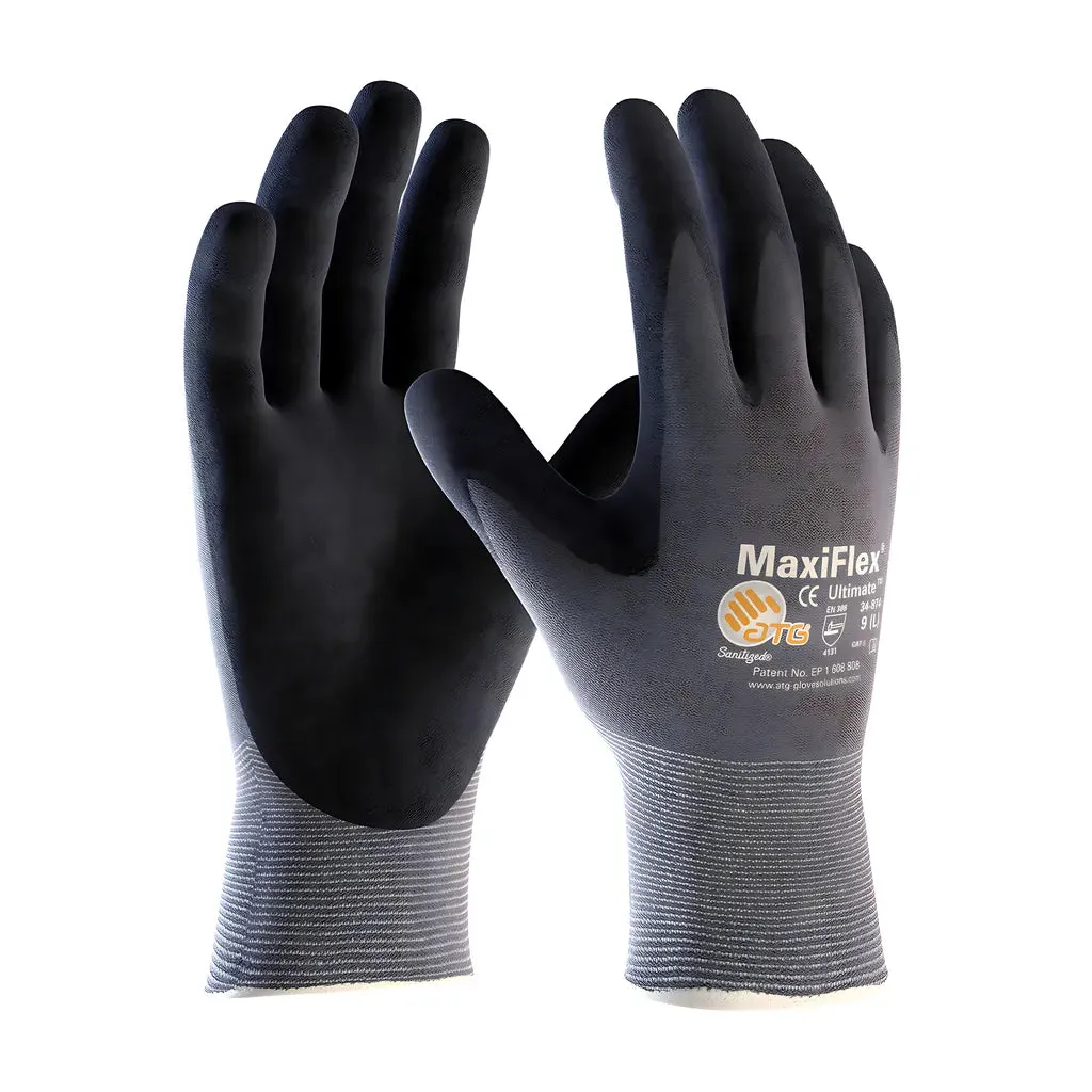 ATG 34-874/M Seamless Knit Nylon/Elastane Glove with Nitrile Coated MicroFoam Grip on Palm & Fingers - Touchscreen Compatible