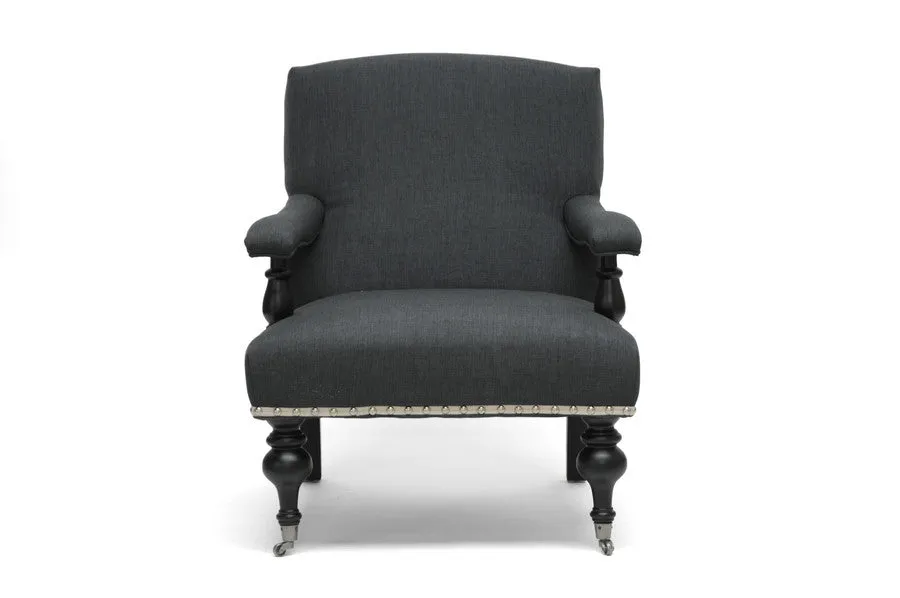 Baxton Studio Galway Gray Linen Arm Chair