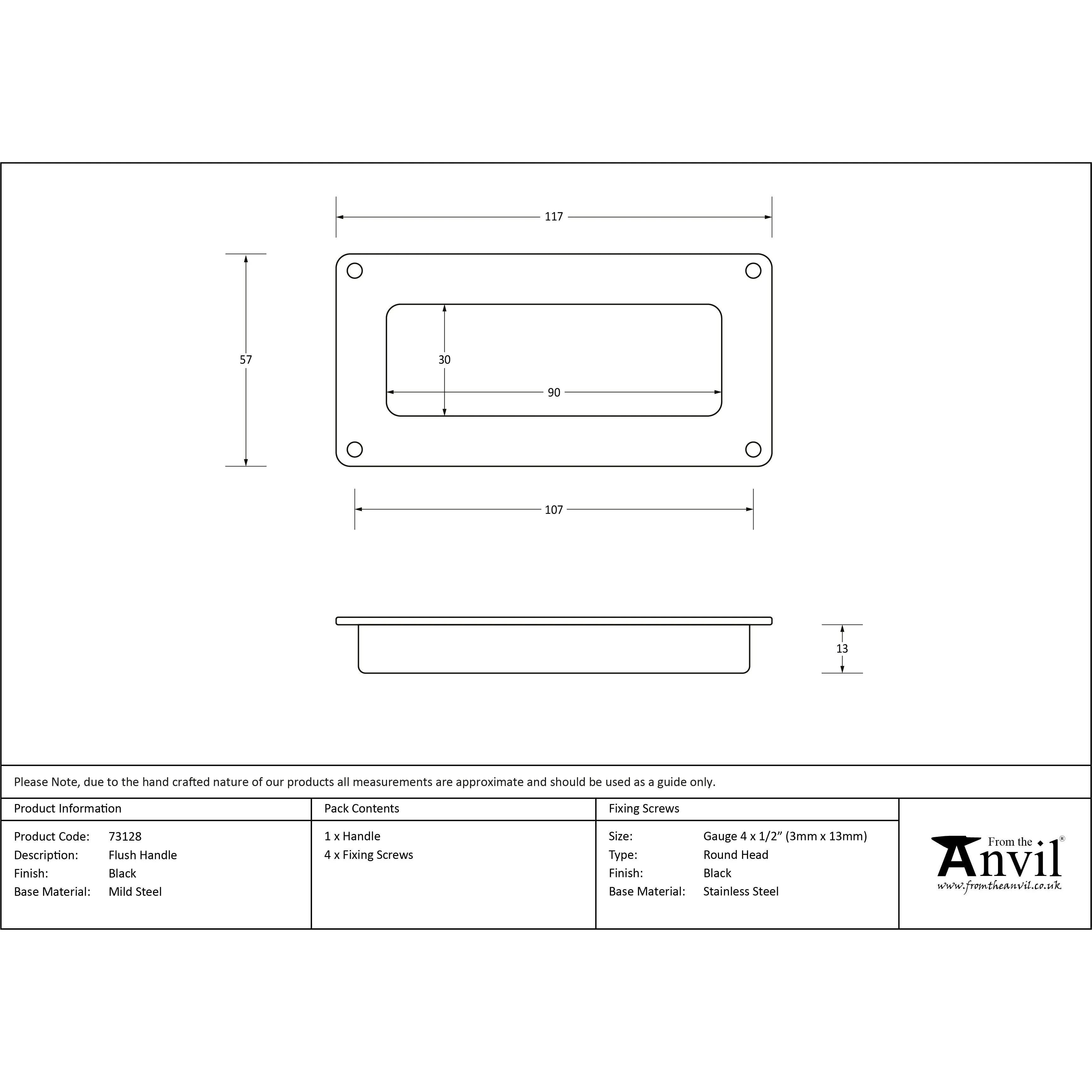 Black Flush Handle | From The Anvil