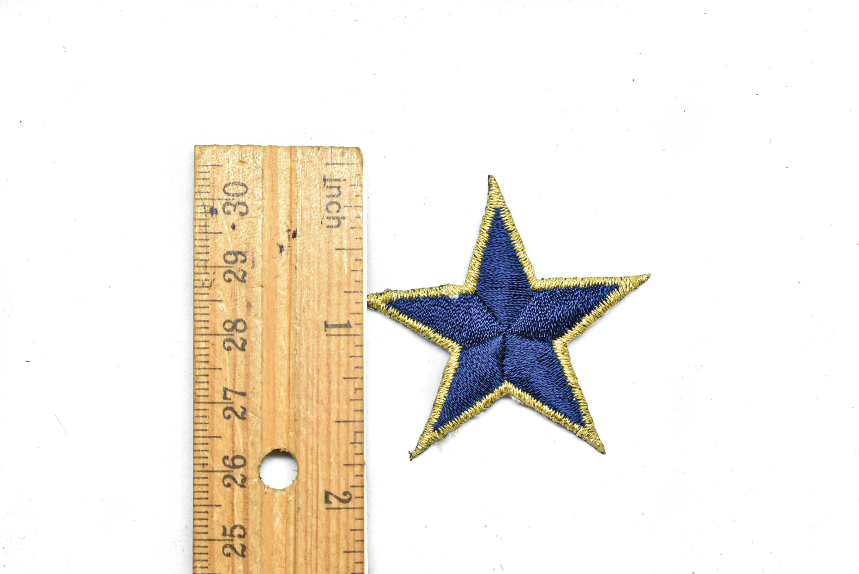 Blue and Gold Embroidered Star Applique -Iron-on Star Patch 1.75"- 1 Piece