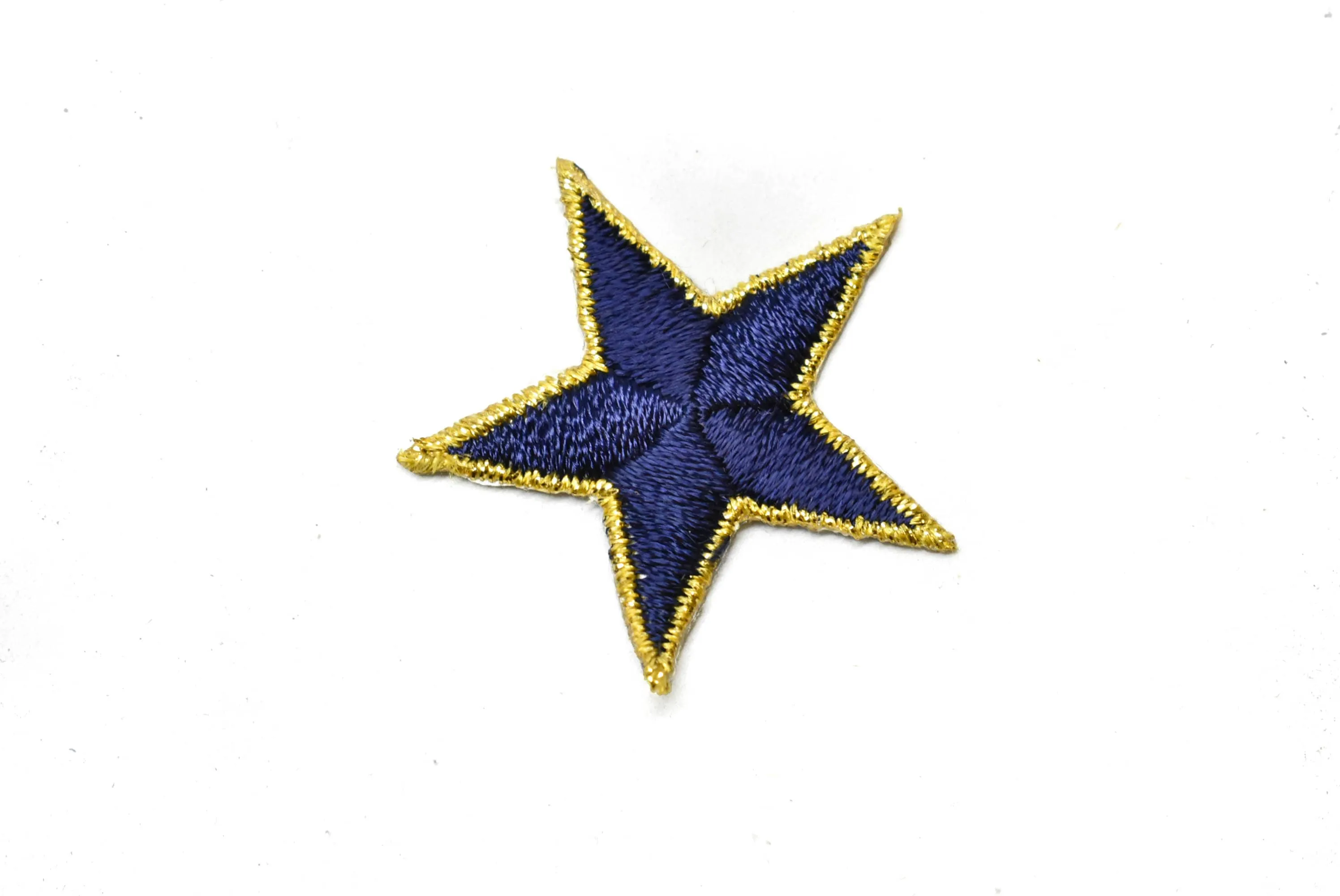 Blue and Gold Embroidered Star Applique -Iron-on Star Patch 1.75"- 1 Piece