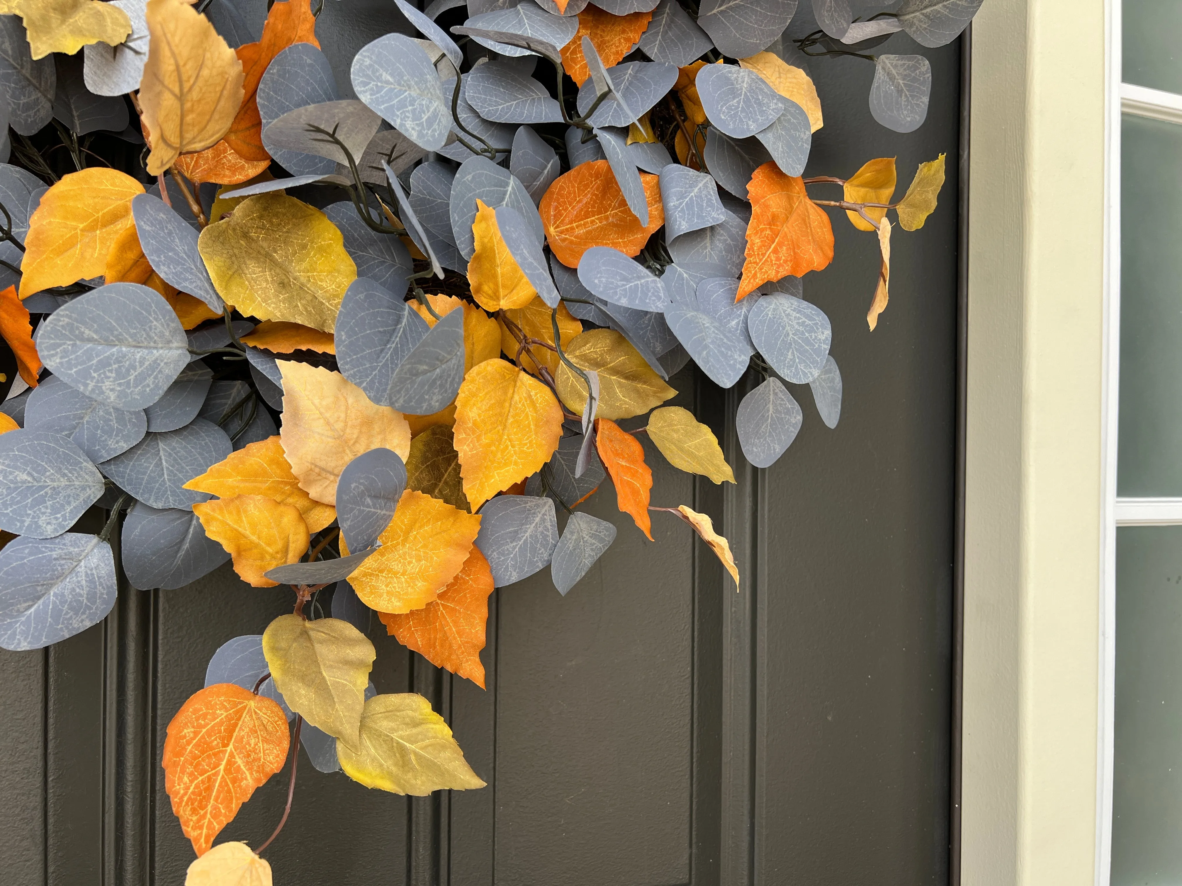 Blue Eucalyptus and Golden Leaf Fall Foliage Wreath