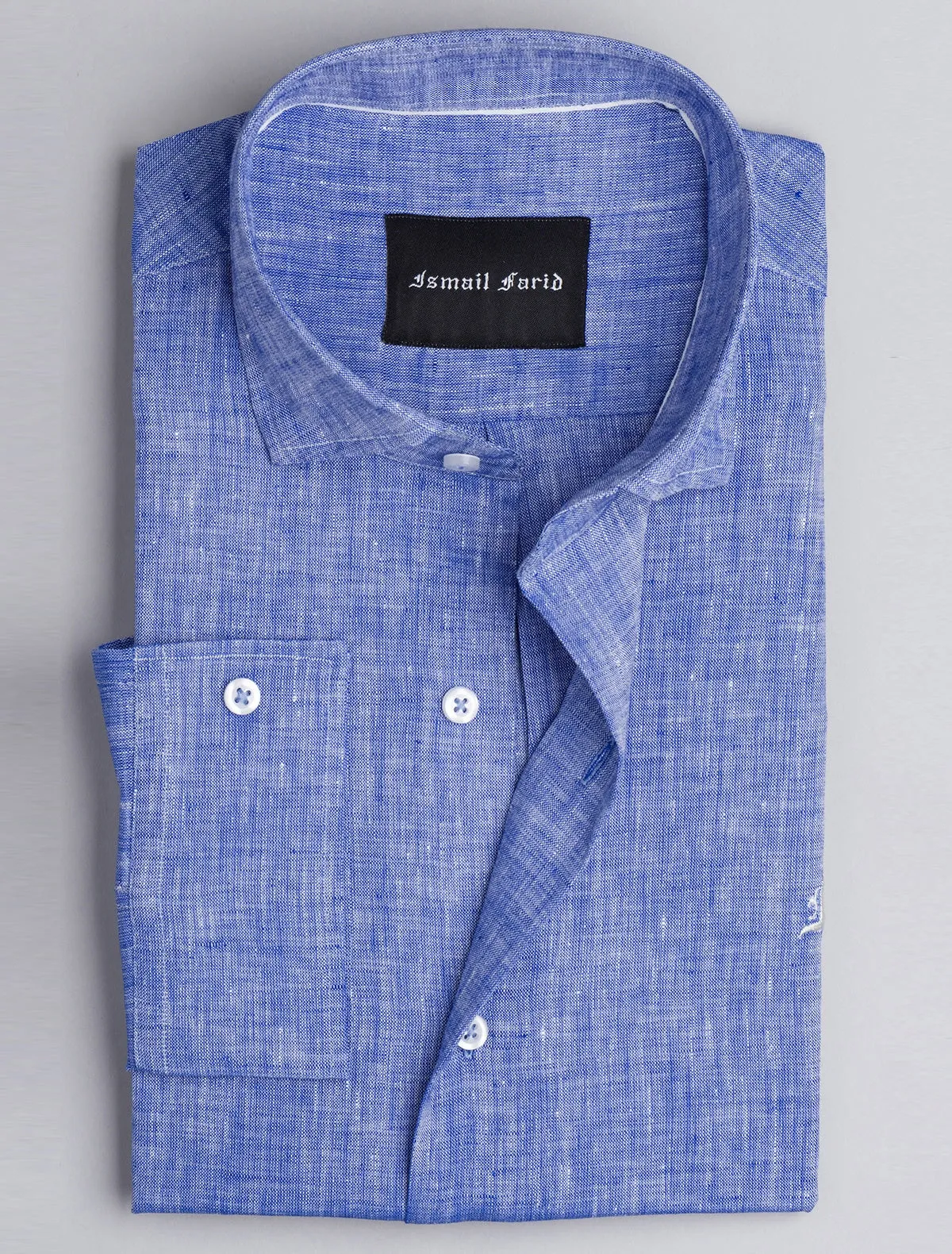 BLUE TEXTURE LINEN SHIRT