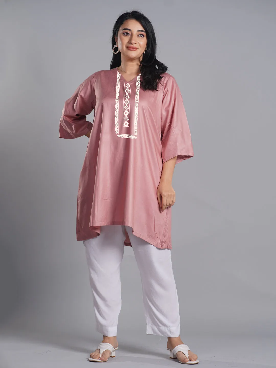 Blush Rayon Kurti - Pomona