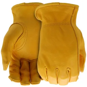 Boss B84081-XL Driver Gloves, Men's, XL, 8-3/8 to 8-3/4 in L, Keystone Thumb, Slip-On Cuff, Deerskin Leather, Gold :PR: QUANTITY: 1