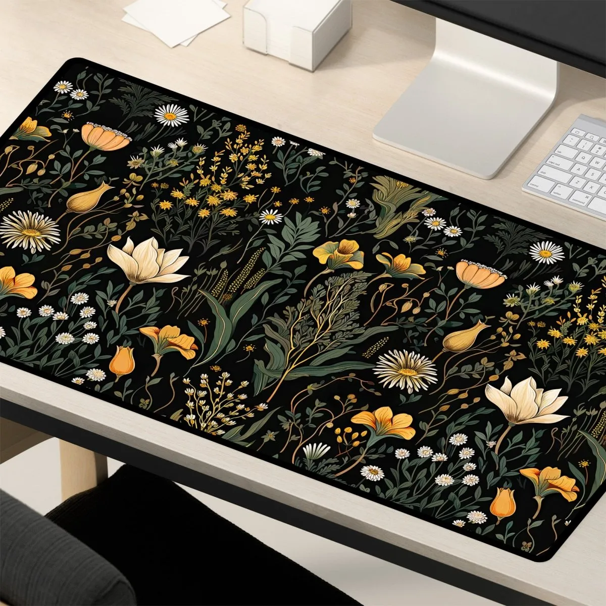 Botanical Floral Desk Mat – Large Nature-Inspired Mousepad for Office & Gaming