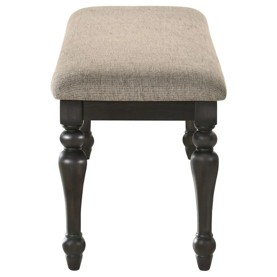 Bridget - Fabric Upholstered Dining Bench - Stone And Charcoal