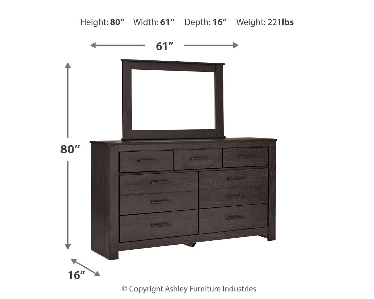 Brinxton Full Panel Headboard Bed with Mirrored Dresser, Chest and Nightstand