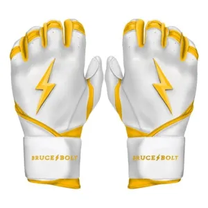 Bruce Bolt Premium Pro Chrome Series Long Cuff Batting Gloves: Yellow