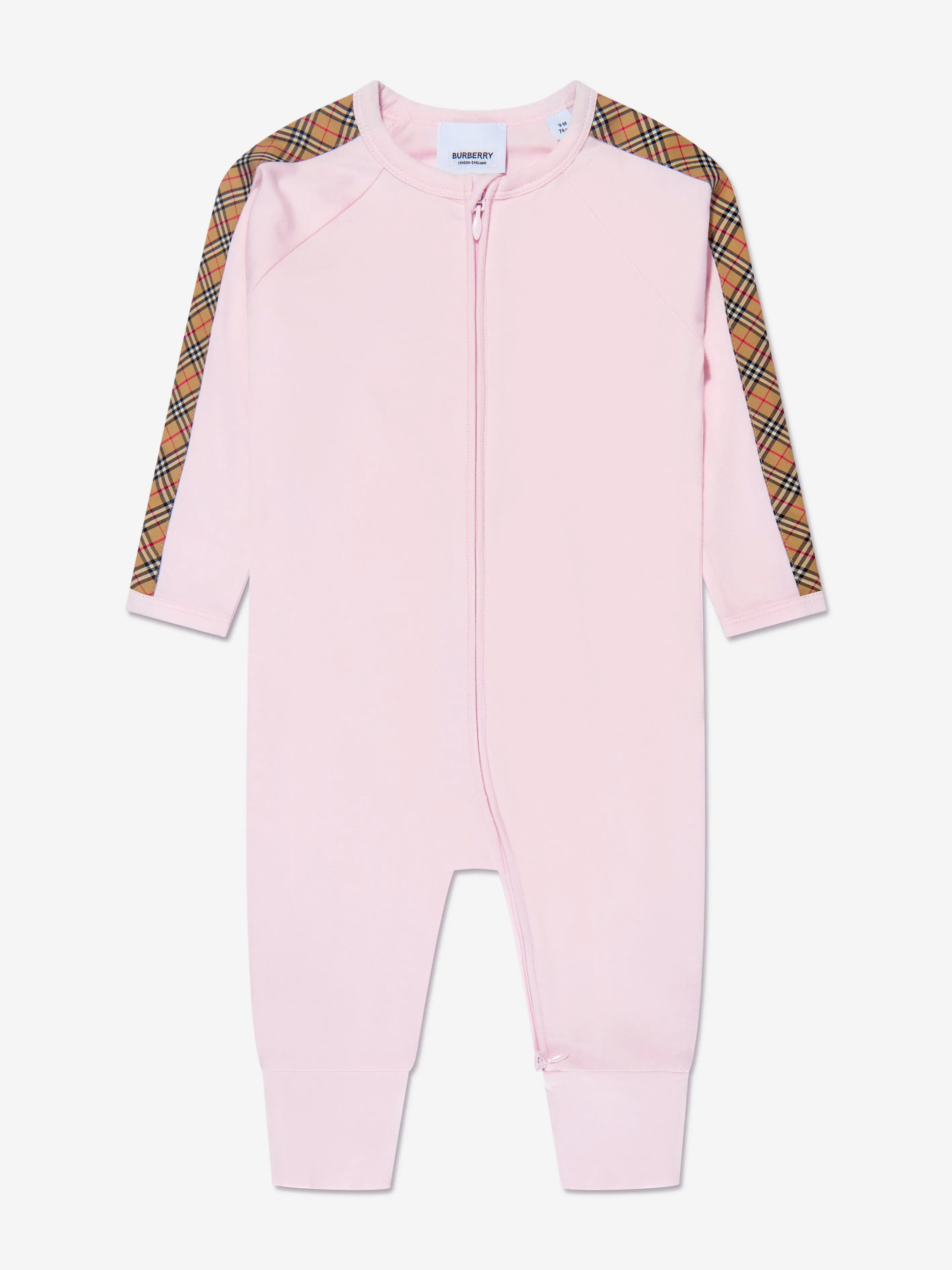 Burberry Baby Girls Claude Mini Check 3 Piece Romper Set in Pink