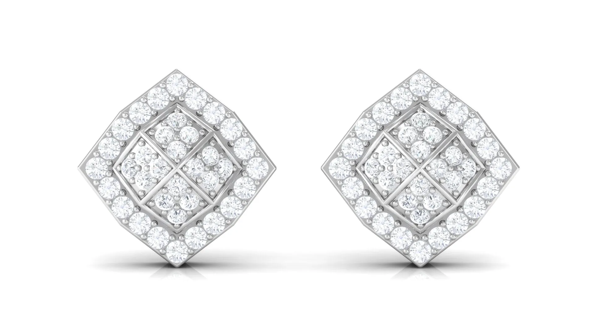 Certified Natural Diamond Geometric Stud Earrings