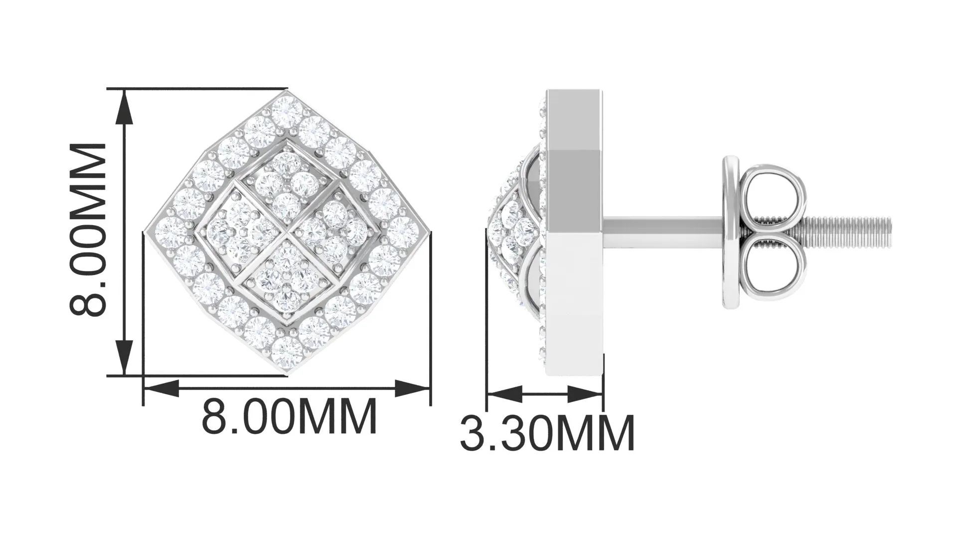 Certified Natural Diamond Geometric Stud Earrings