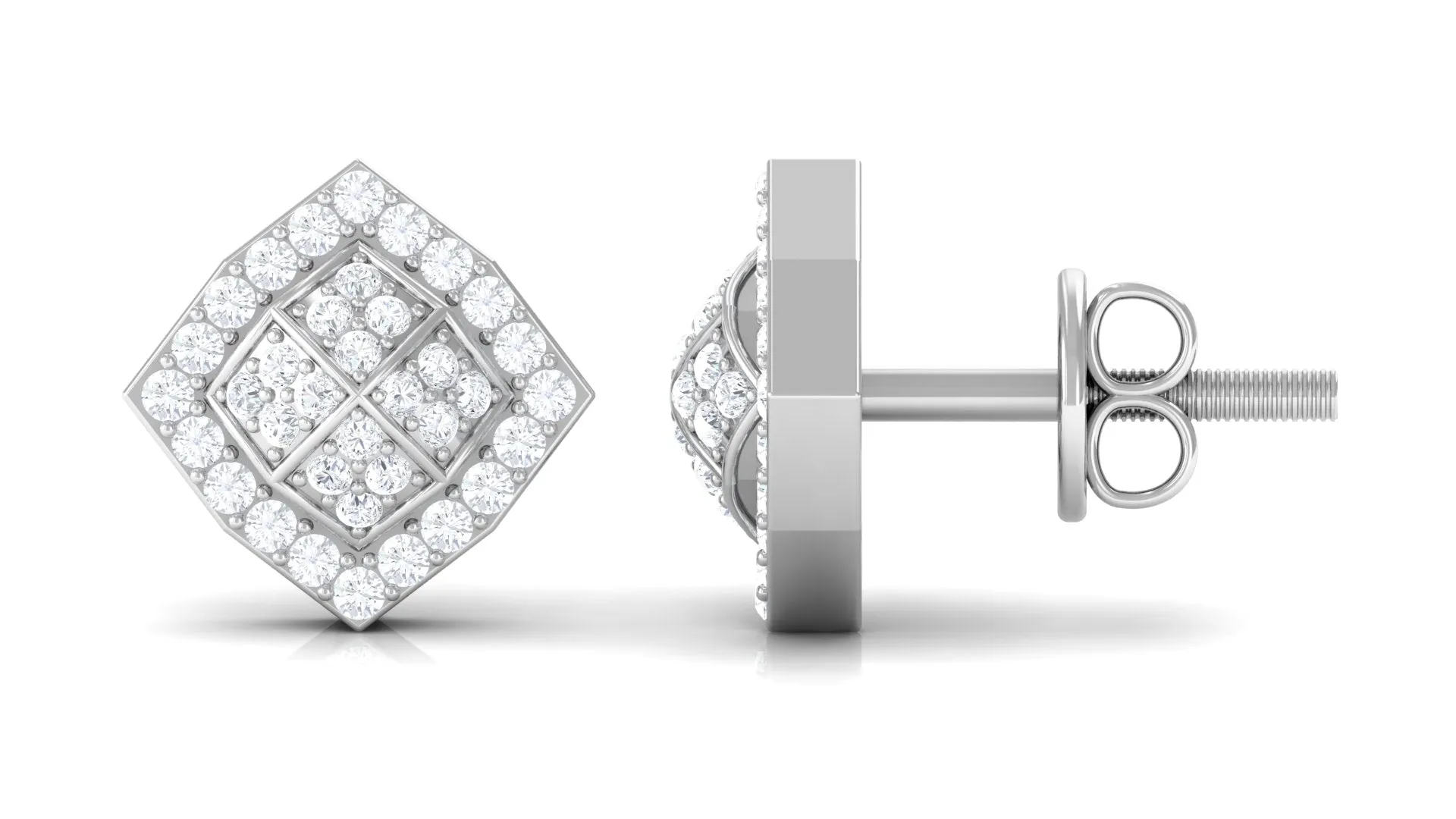 Certified Natural Diamond Geometric Stud Earrings