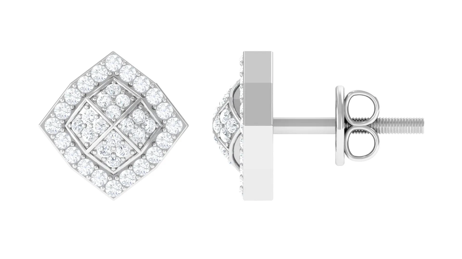 Certified Natural Diamond Geometric Stud Earrings