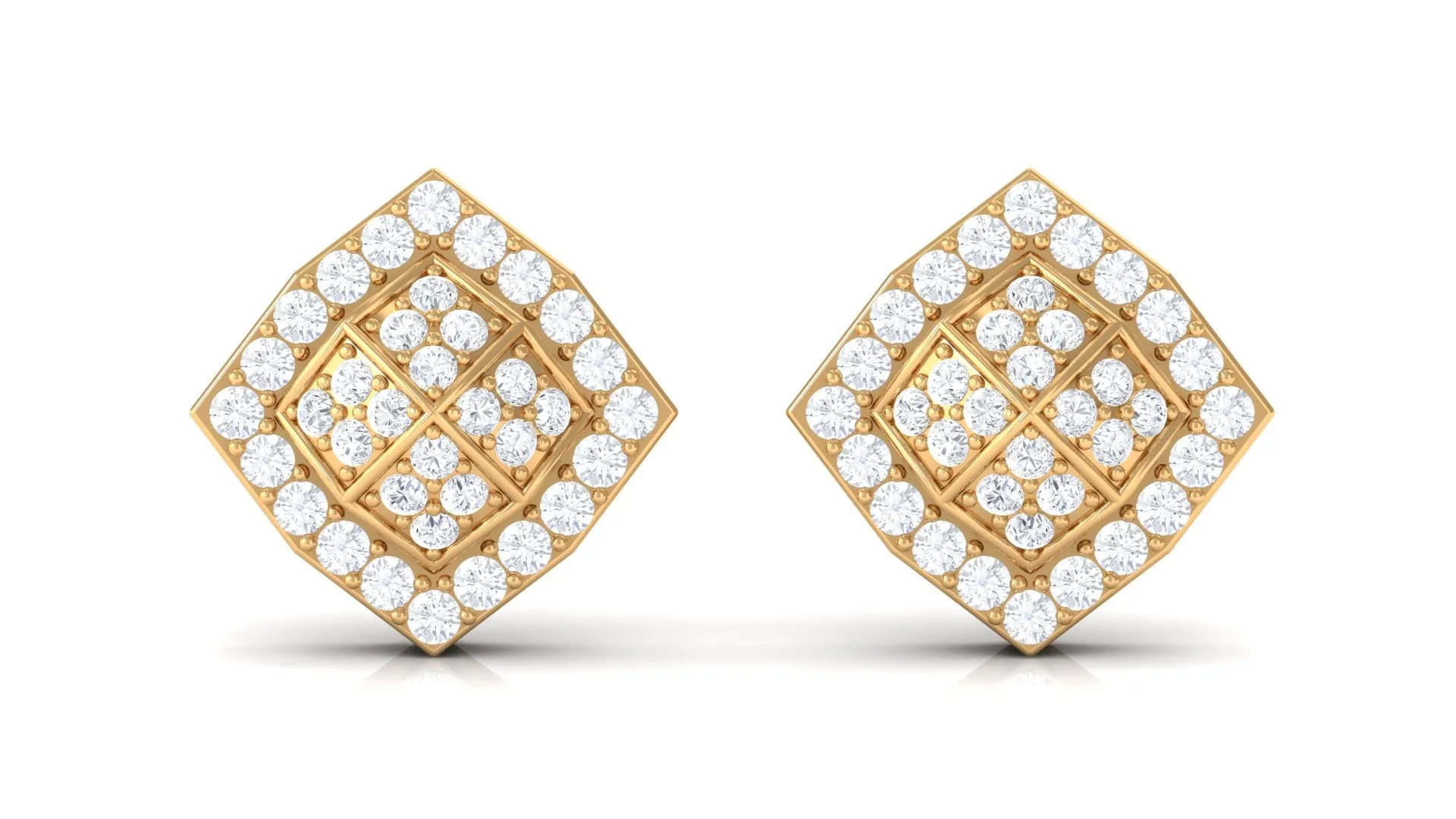 Certified Natural Diamond Geometric Stud Earrings