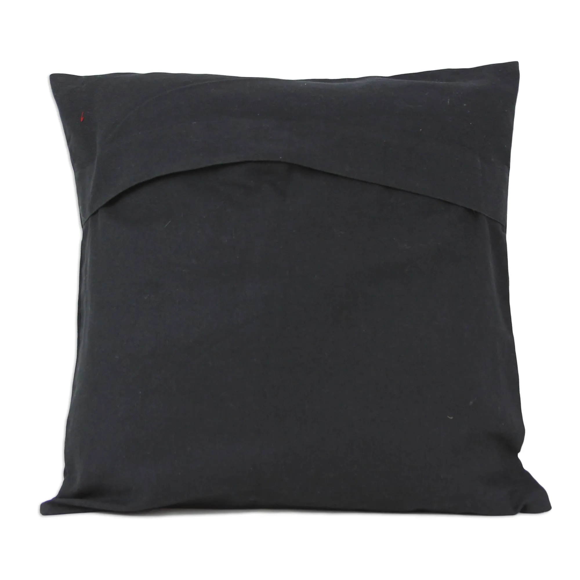 Chainstitch Embroidery Black Cotton Cushion Covers (Pair) - Midnight in the Garden | NOVICA