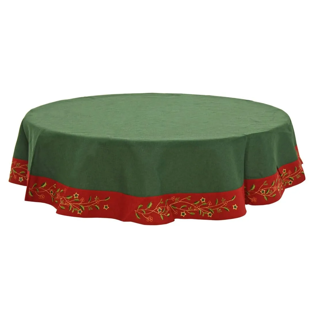 Christmas Holly Tablecloths Napkins Green Red Fabric Cover