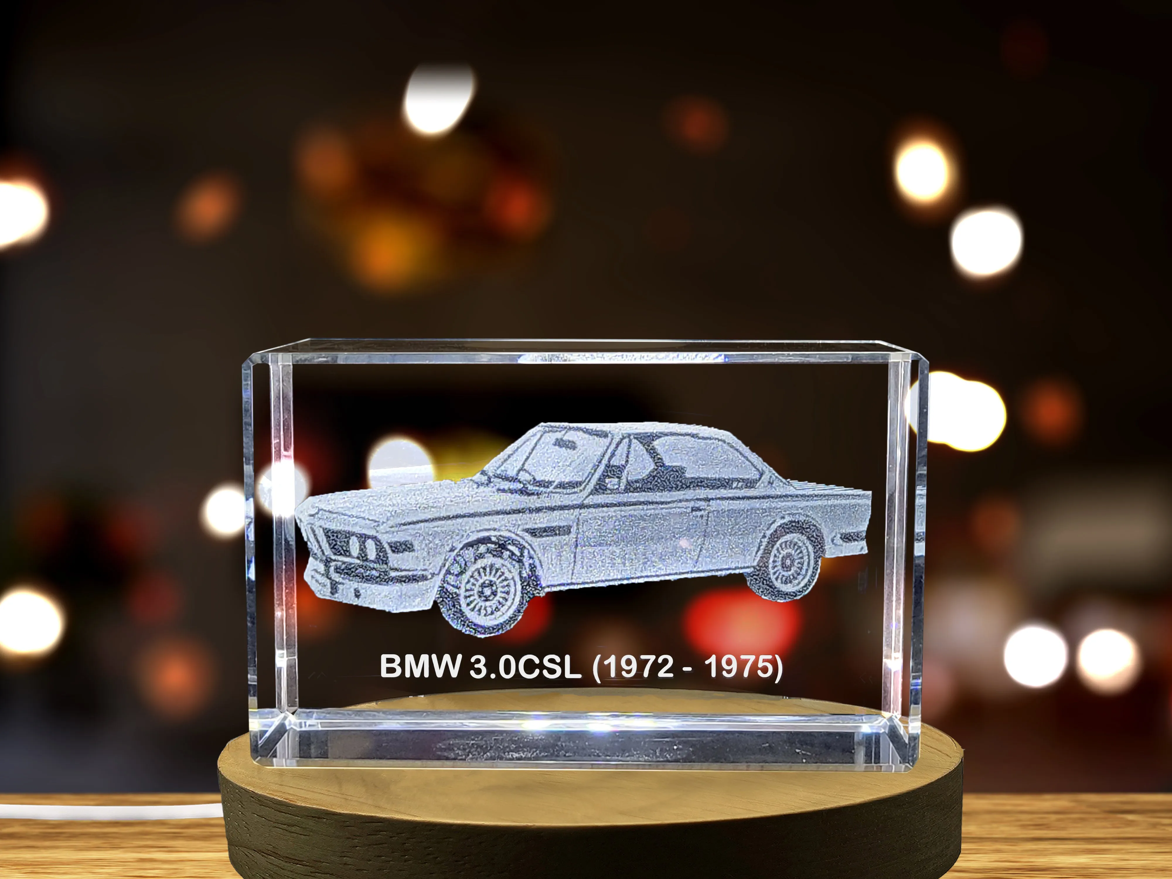 Classic Beauty: BMW 3.0CSL (1972–1975) - 3D Engraved Crystal Tribute