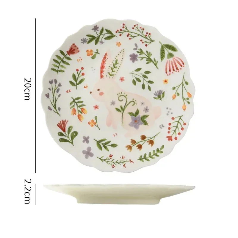 Colorful Rabbit Dinner Plate