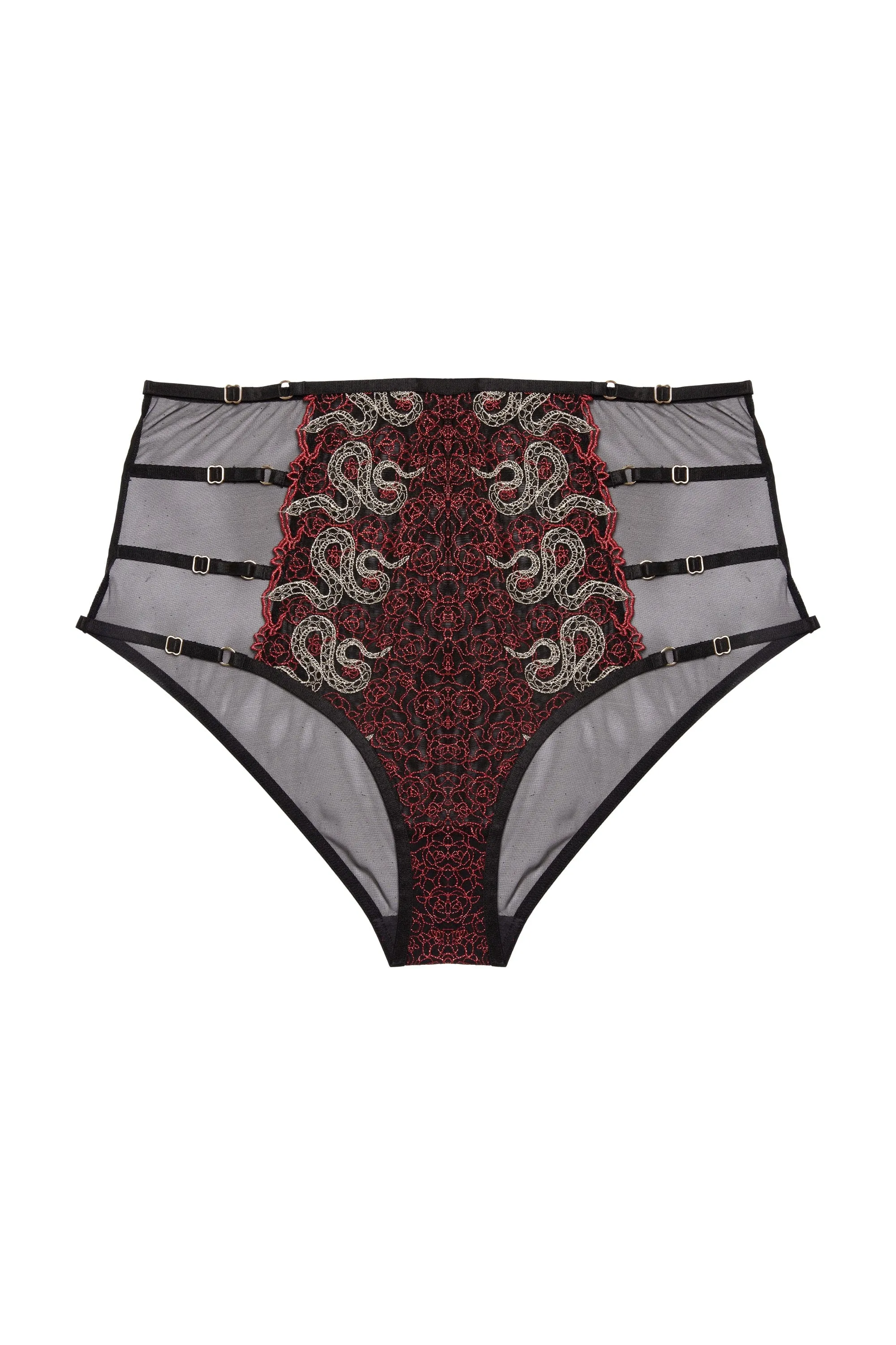 Dakota Red Snake Embroidered High Waist Brief