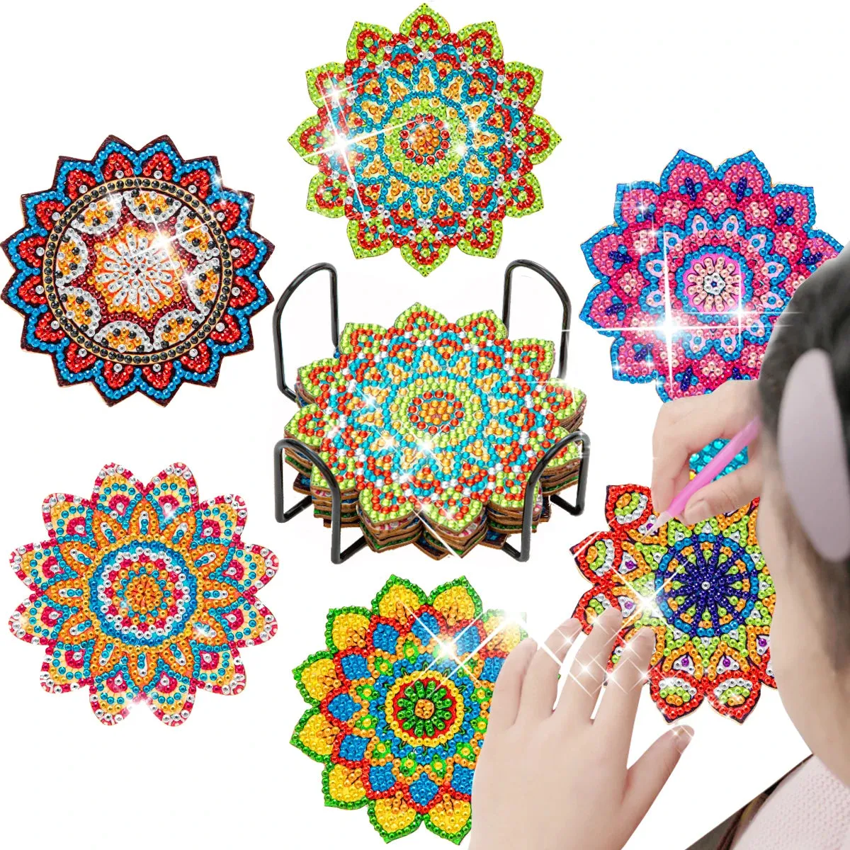 Diamond Painting Coaster Set Mandala 6pc/Sets