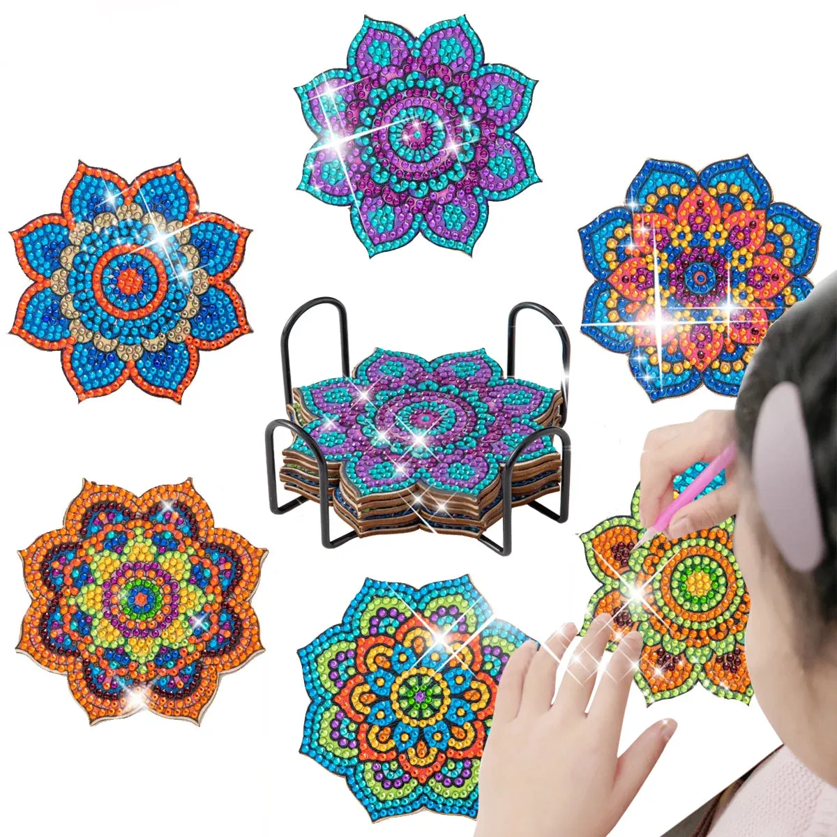 Diamond Painting Coaster Set Mandala 6pc/Sets