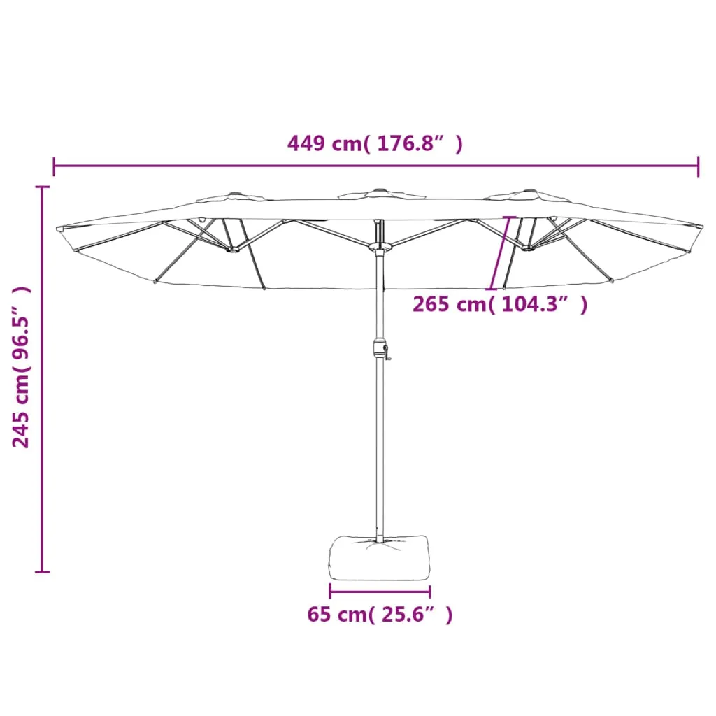 Double-Head Parasol with LEDs Azure Blue 449x245 cm