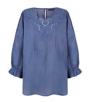 Embroidered Blouse Navy