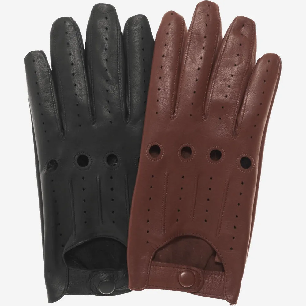 Enzo (black) - Italian lambskin leather driving gloves