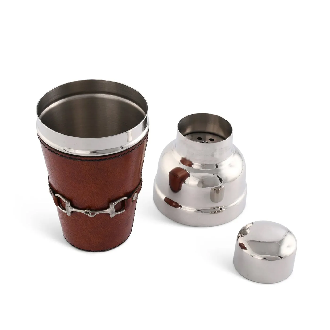 Equestrian Leather Cocktail Shaker with Snaffle Bit