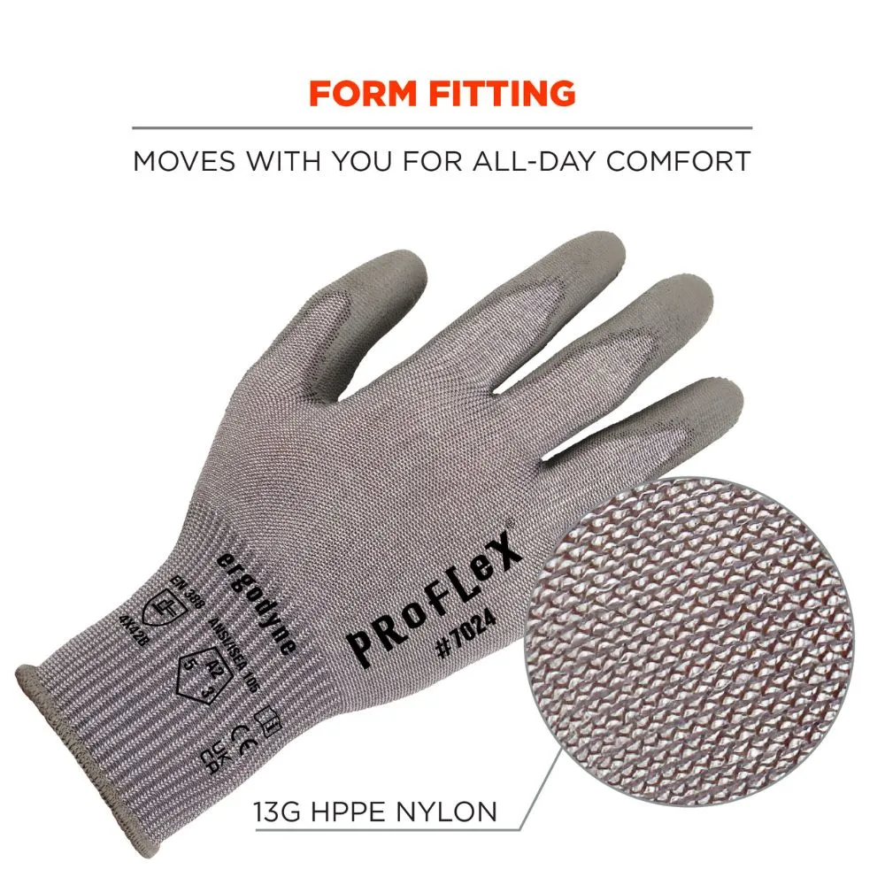 Ergodyne 10393 #7024 12-pair M Gray ANSI A2 PU Coated CR Gloves