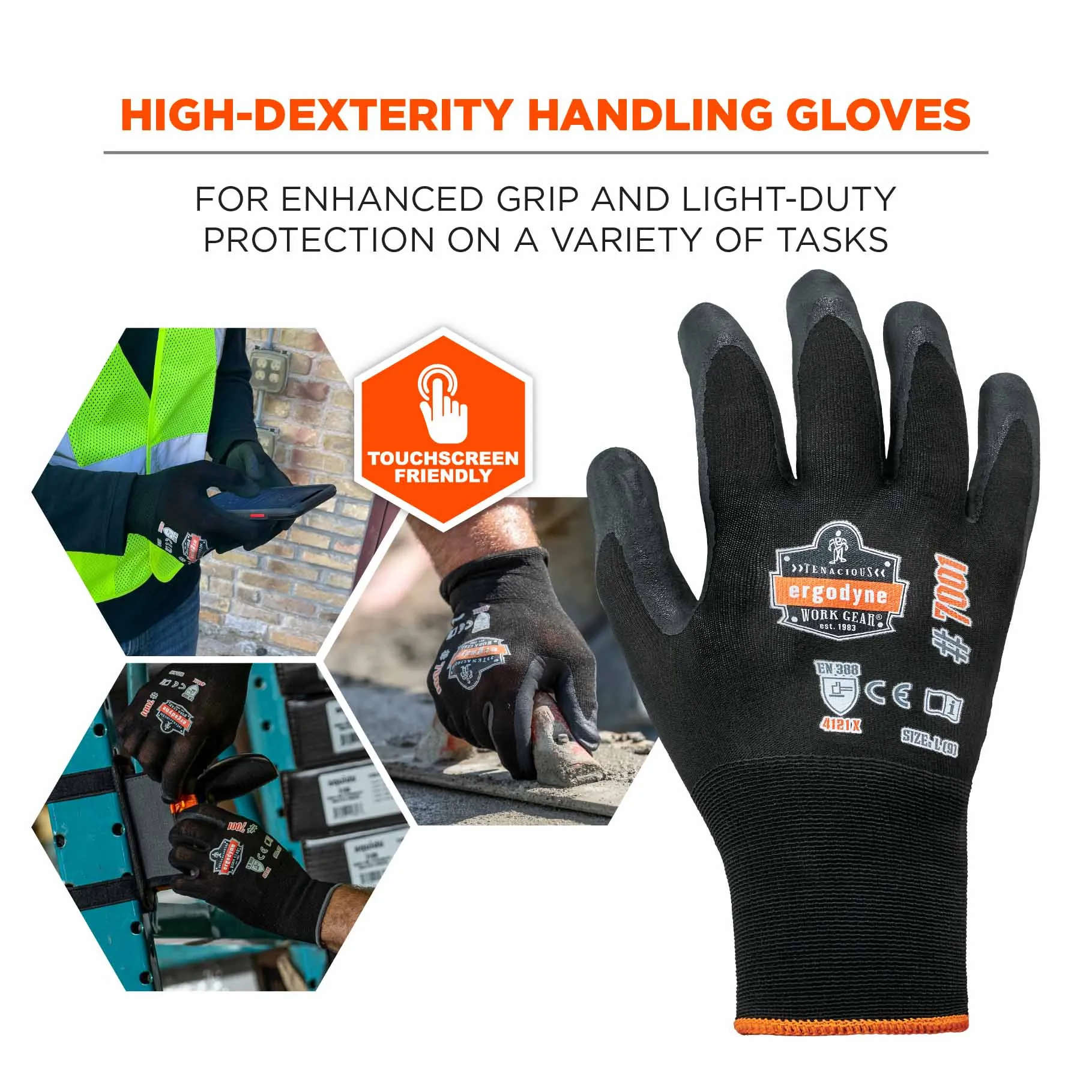 Ergodyne 17954 7001 L Black Nitrile-Coated Gloves - DSX